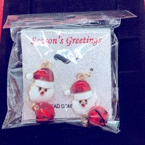 - Seasons greeting costume jewelry earrings. New Santa’s W / bells .